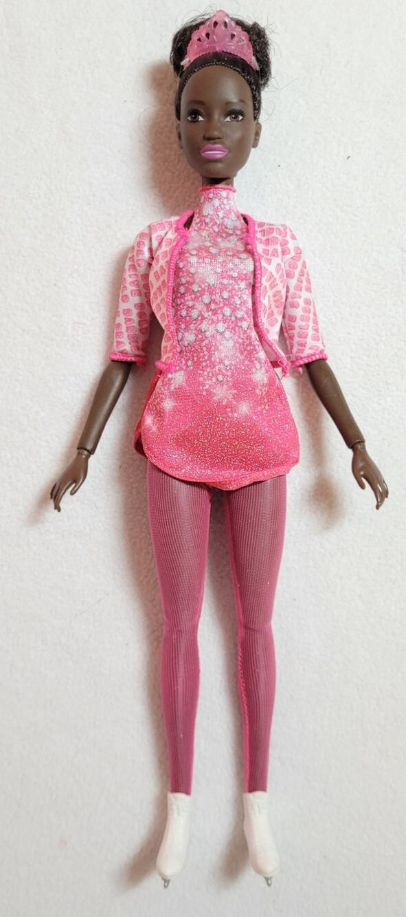 Barbie African American You Can Be Anything Ice Skater Doll HCN31 Tiara Skates